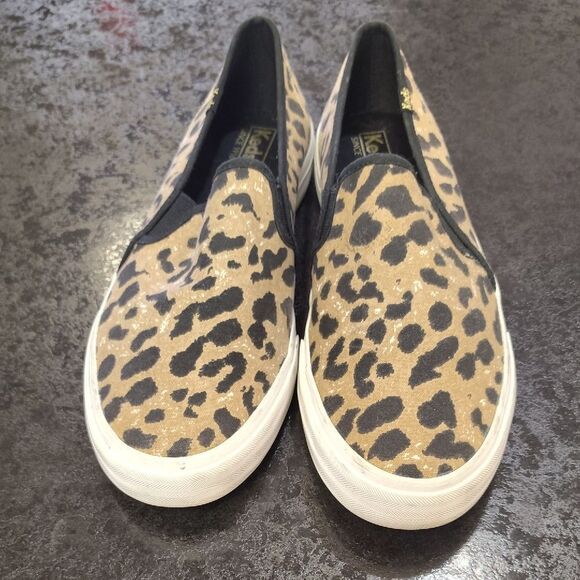 Keds Tan and Black Leopard Print Slip-On Sneakers - Picture 2 of 6